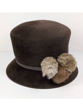 Vintage Peter Bettley of London 100% Rabbit Fur Brown Felt Women’s Ladies Hat